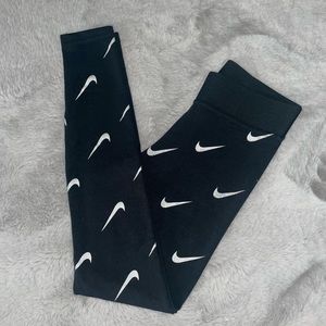 Nike Metallic Swoosh Print Black Leggings